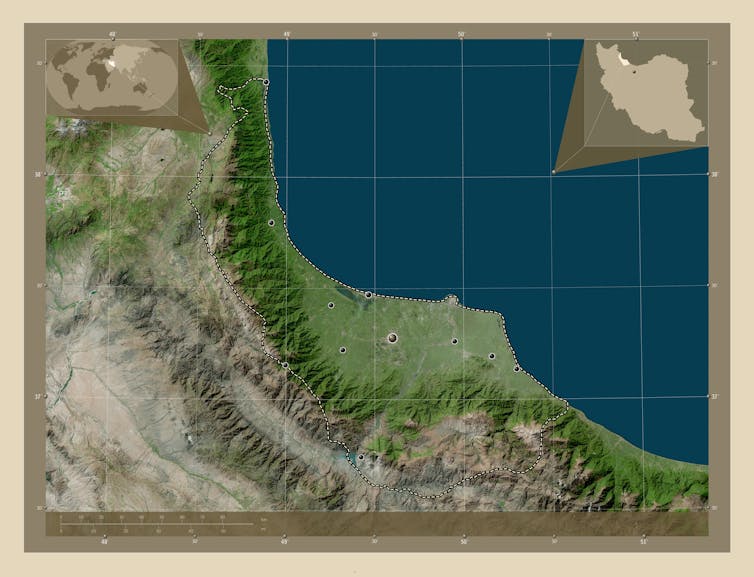 Aerial map of Iran.