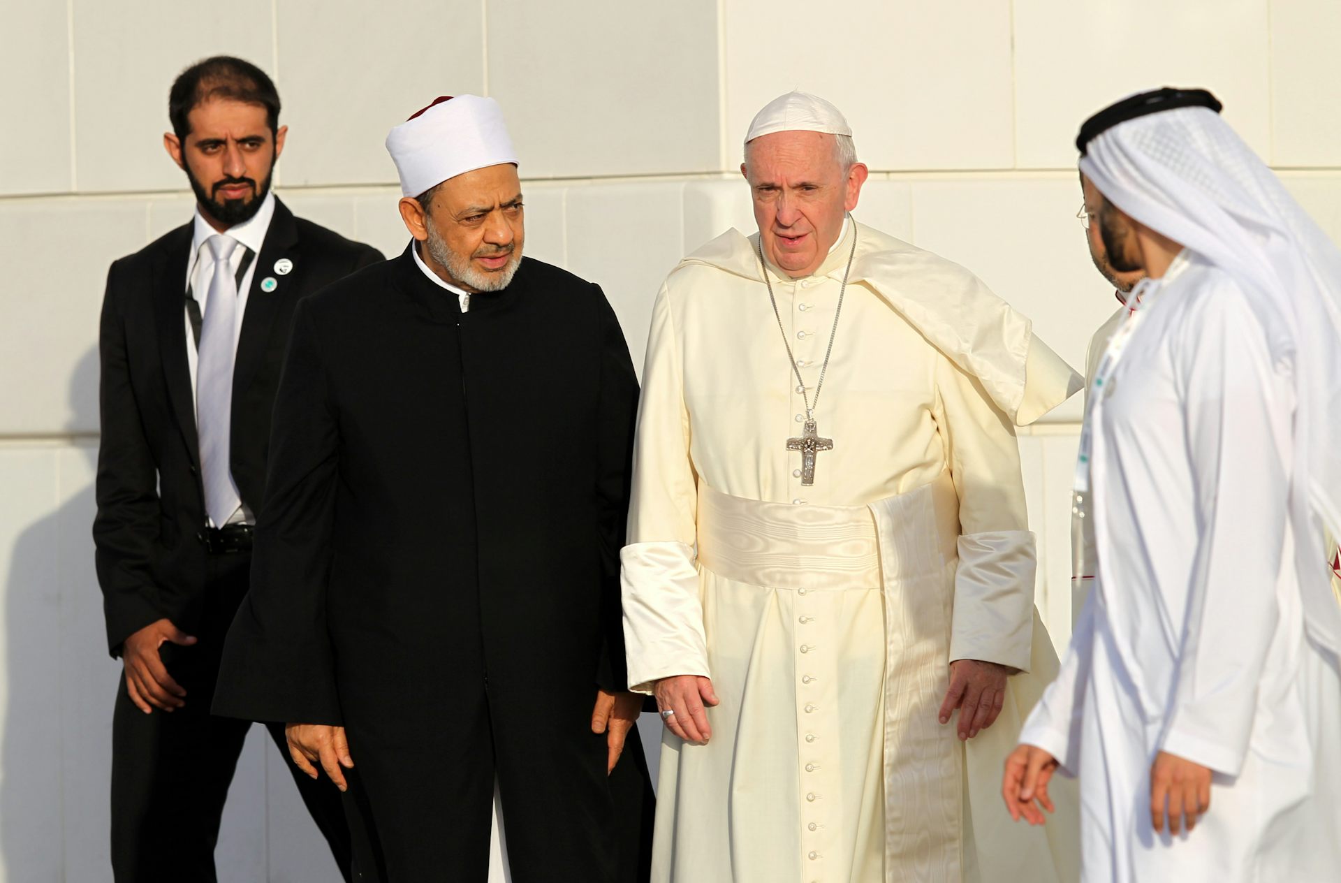 Pope Francis with Ahmed el-Tayeb, the Grand Imam of Al Azhar Al Sharif in Cairo.