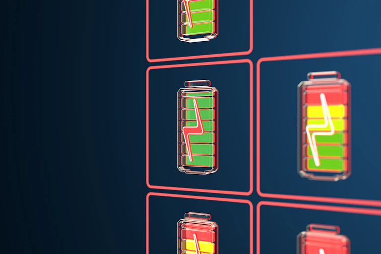 Icons show batteries with different levels of charge.