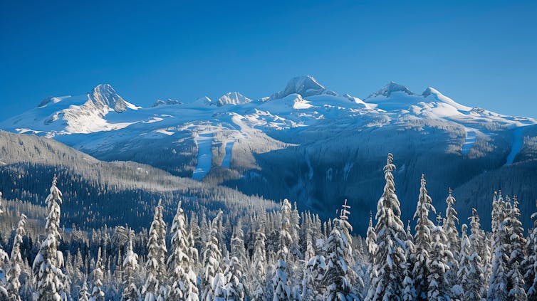 Snowy peaks of Whistler Mountain, Canada