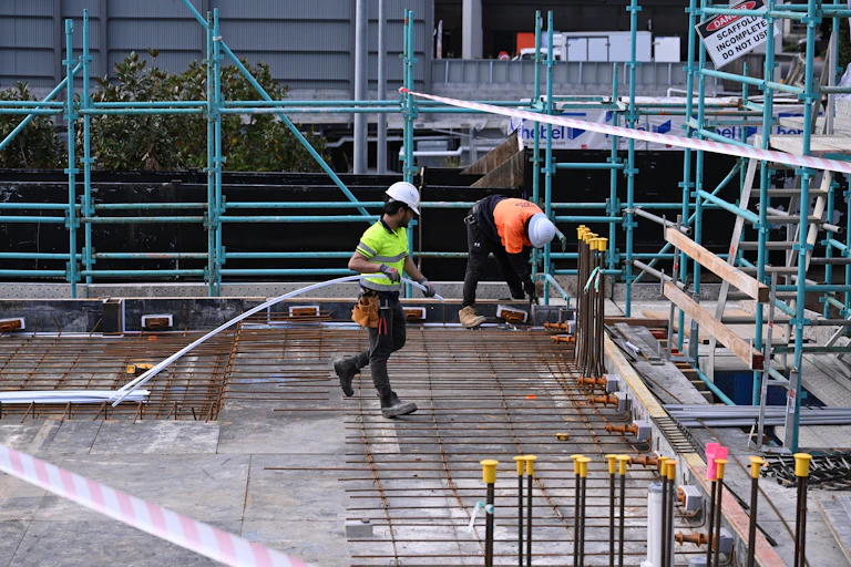Construction works on a building site
