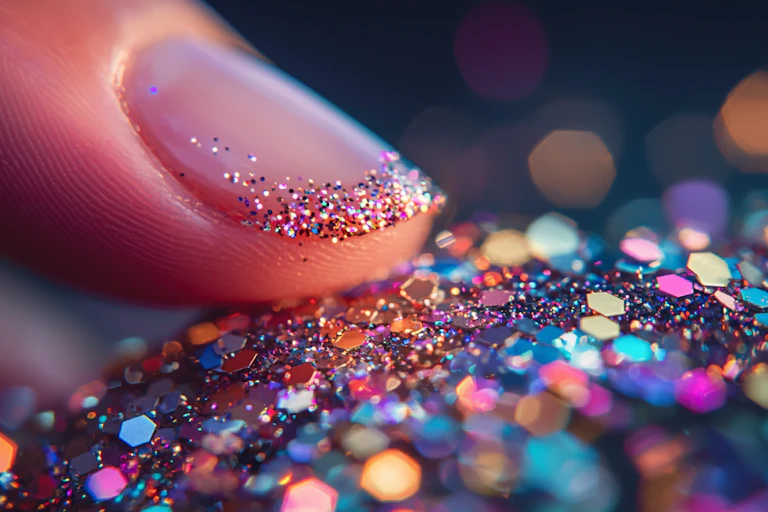 finger on glitter