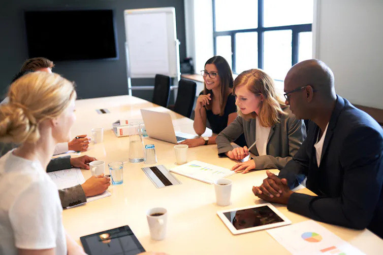 People in a business meeting.