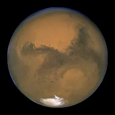 Mars floating in space