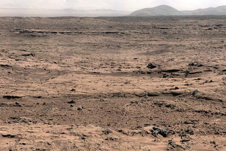 A view of Mars' dusty, rocky surface.