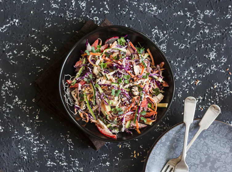 Salade de chou arc-en-ciel au poulet