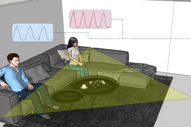 illustration showing a man and a woman sitting on a couch