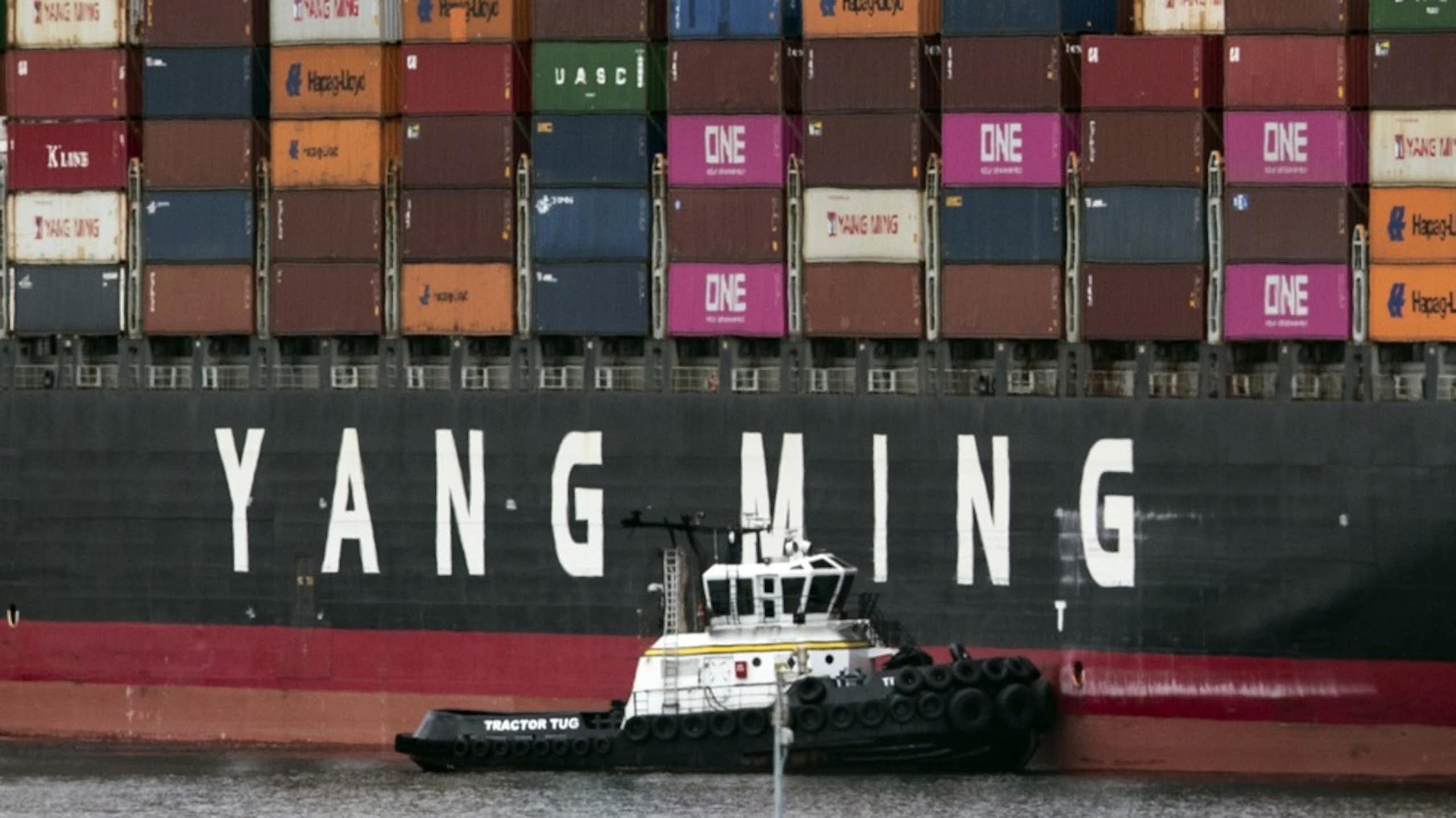 A huge shipping container of Chinese goods at Los Angeles port.