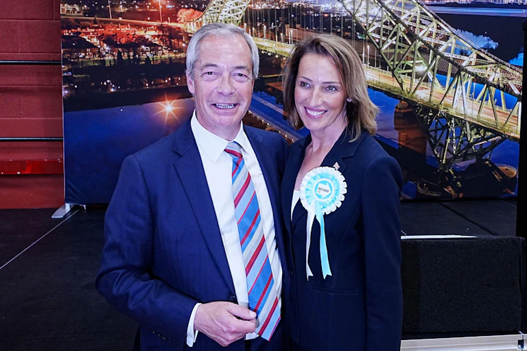 Nigel Farage and Sarah Pochin