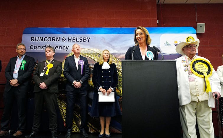 Reform wins Runcorn byelection by way of simply six votes – what the end result way for Labour and the Tories 1 Sarah Pochin making a speech alongside the other candidates who stood in the and Helsby byelection.