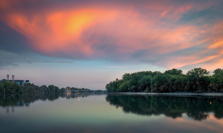 Red River at sunset