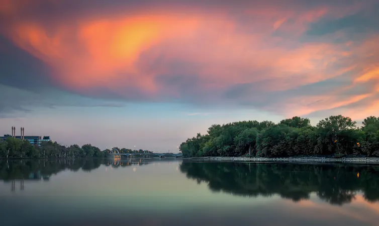 Red River at sunset