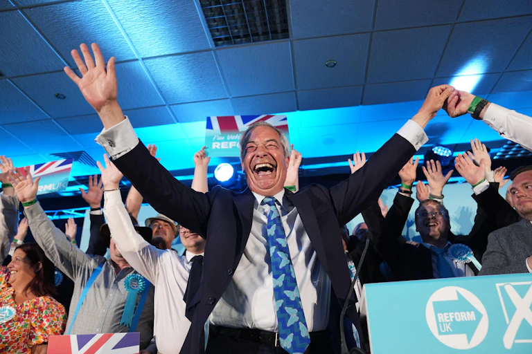 Nigel Farage celebrating.