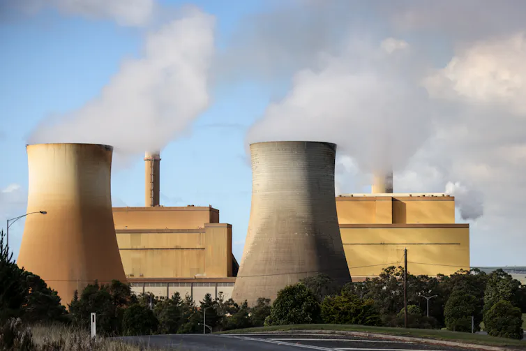 Steam billowing from a coal plant.