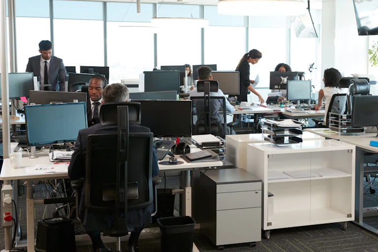 Interior Of Busy Modern Open Plan Office