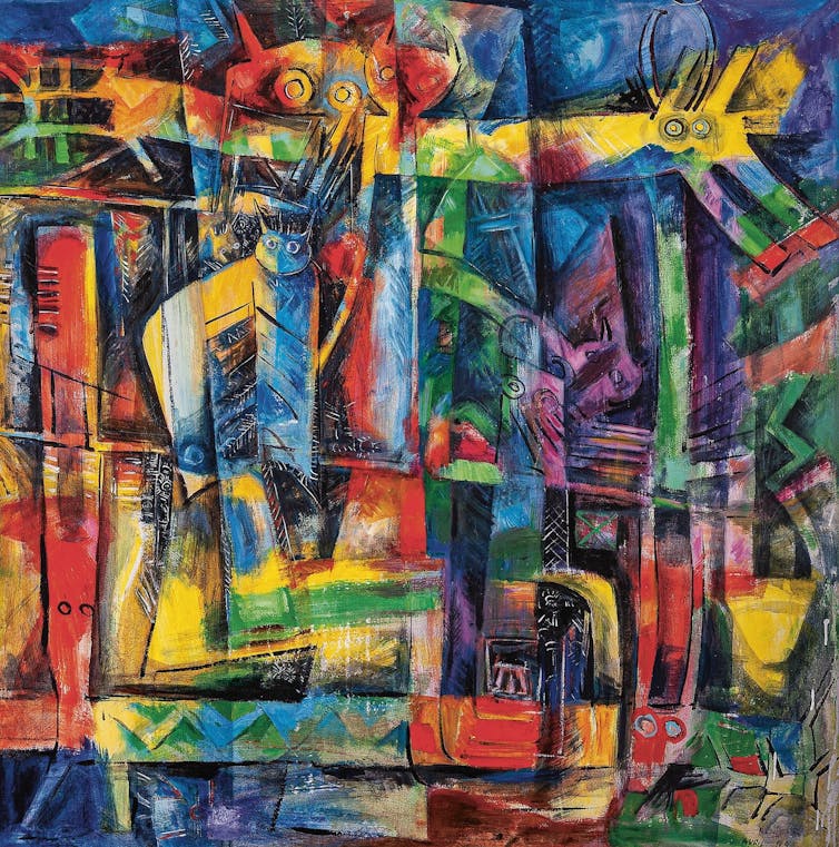 Ernest Breleur, Sans titre (série Fwomajé), 1988. Acrylique sur toile, 145 × 143,5 cm. Collection Fondation Clément