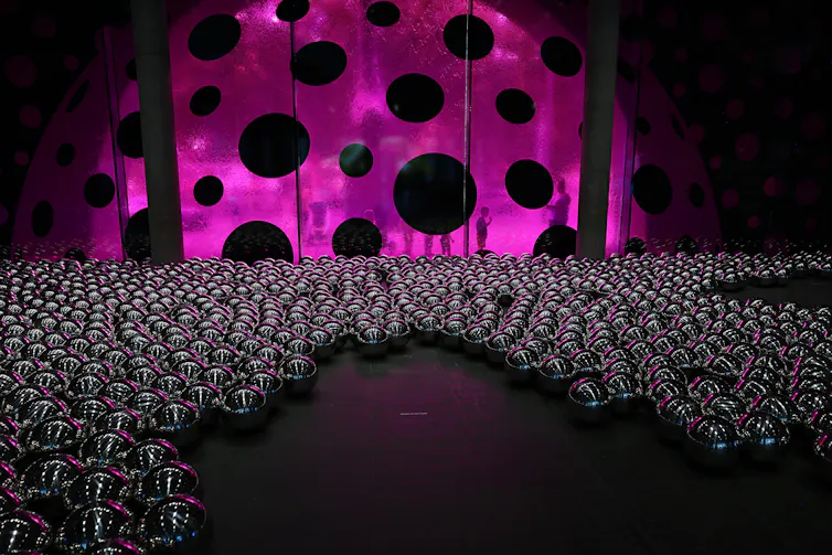 A sea of silver balls.