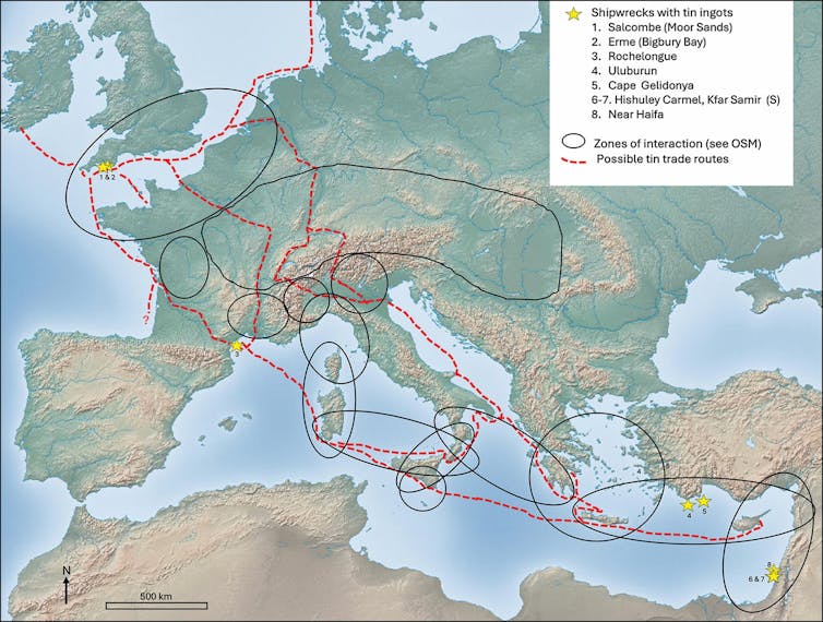 Bronze-age Britain traded tin with the Mediterranean, displays new find out about – settling a two-century debate 3 Possible down-the-line trade routes from south-west Britain to the eastern Mediterranean around 1,300BC.