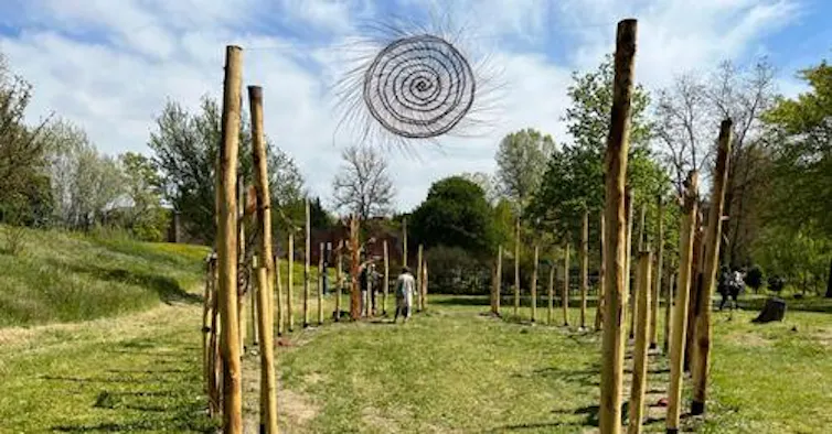A photo of a memorial garden.