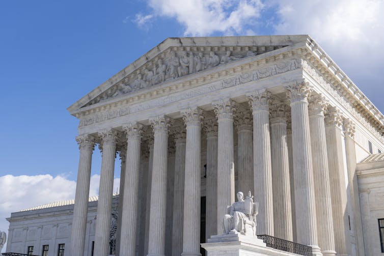 An exterior view of the Supreme Court in Wasington, D.C.