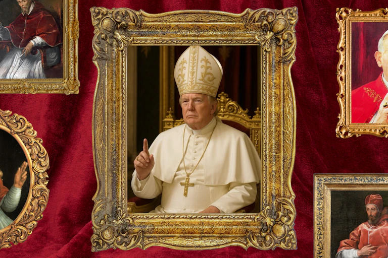 Trump as the Pope, and other images of historical popes.