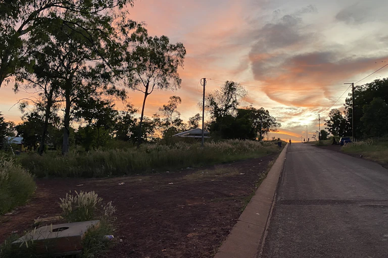 A road in northeast Arnhem land at dusk.