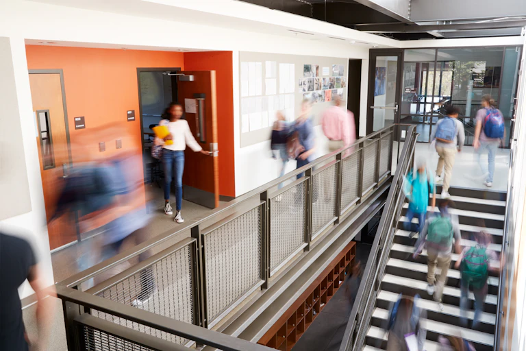 Busy school corridor