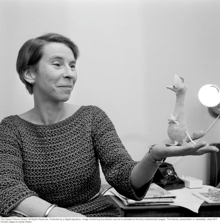 How Tove Jansson used her Moomins sketch to humorously critique the monetary and inventive pressures of being an artist 1 Tove Jansson holding a small sculpture of her Moomin character Sniff in1963.