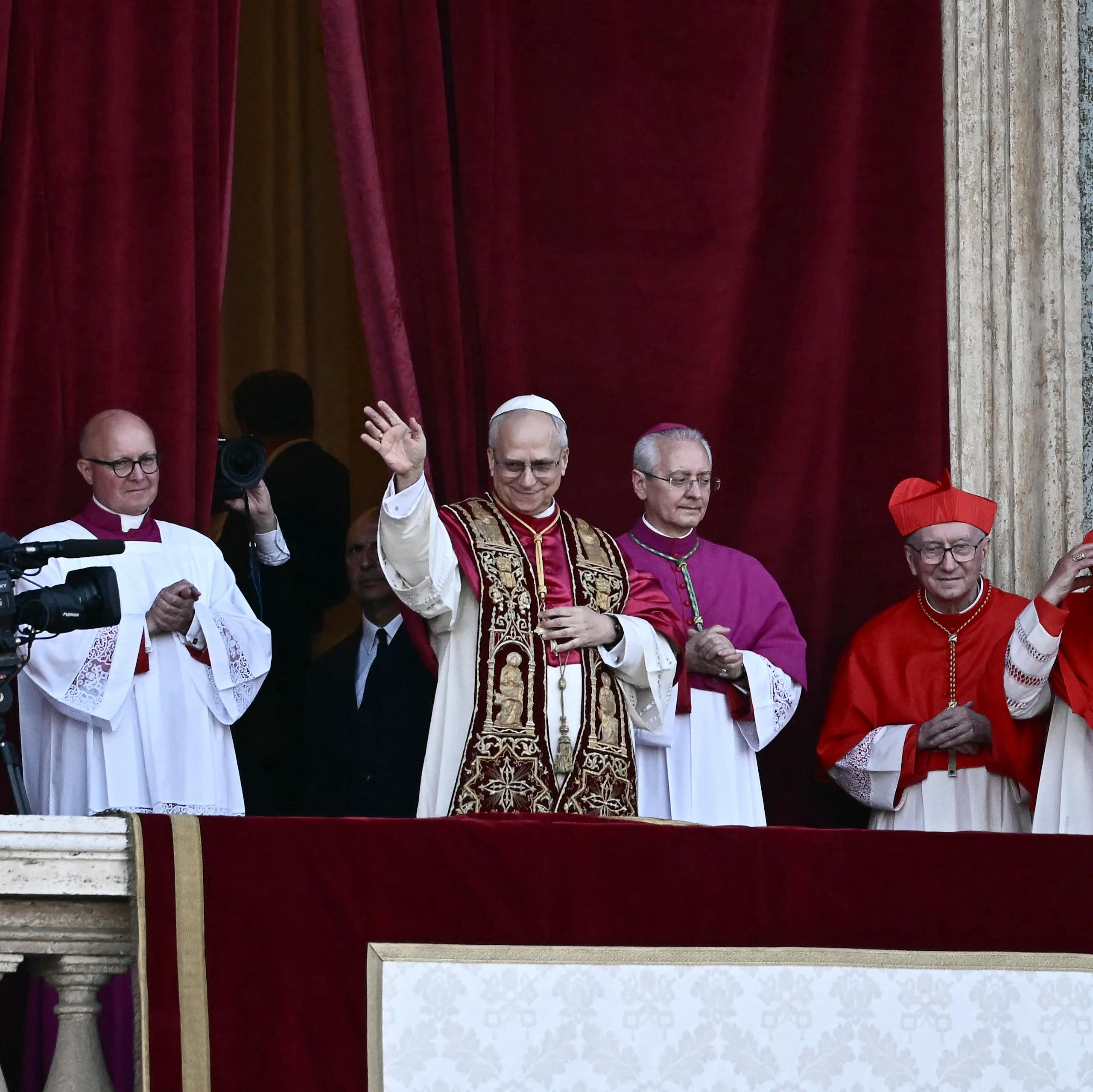 Pope Leo XIV is pictured on the balcony of St Peter’s Basilica in Vatican City on May 8, 2025.