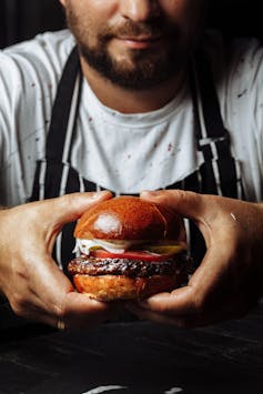 Man holding burger
