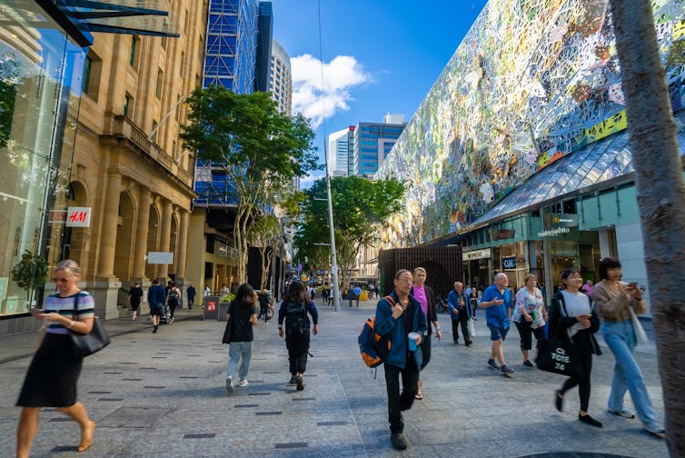 People at Queen Street Mall in Brisbane CBD