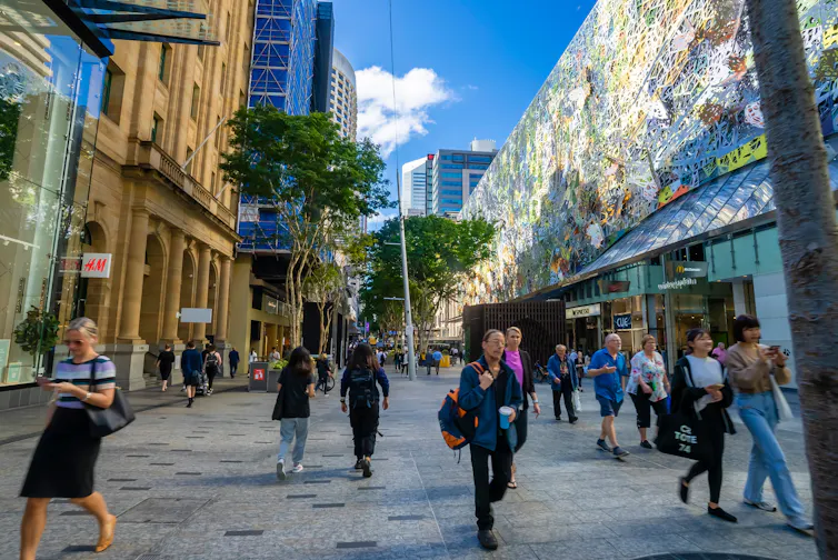 People at Queen Street Mall in Brisbane CBD