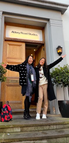 Dr Susan Lim and Christina Teenz Tan stood outside of Abbey Road