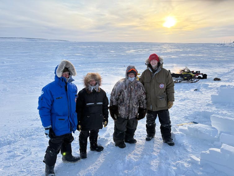 People posing on ice