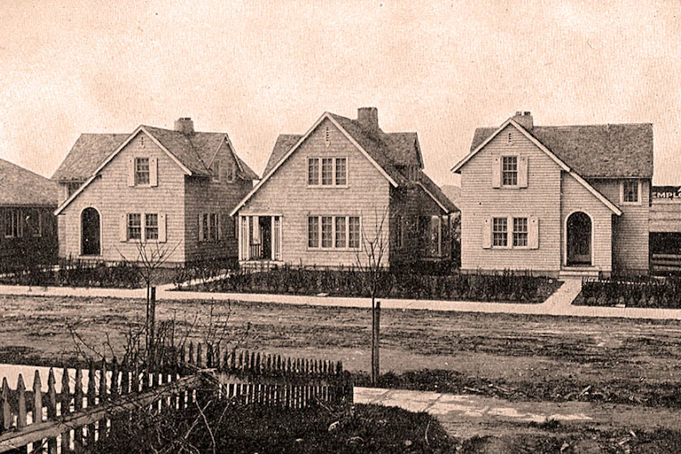 A row of newly built homes.