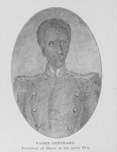 Drawn portrait of dignified Black man wearing military garb.