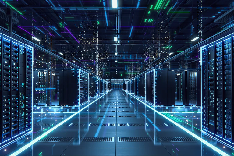 Modern Data Technology Center Server Racks .