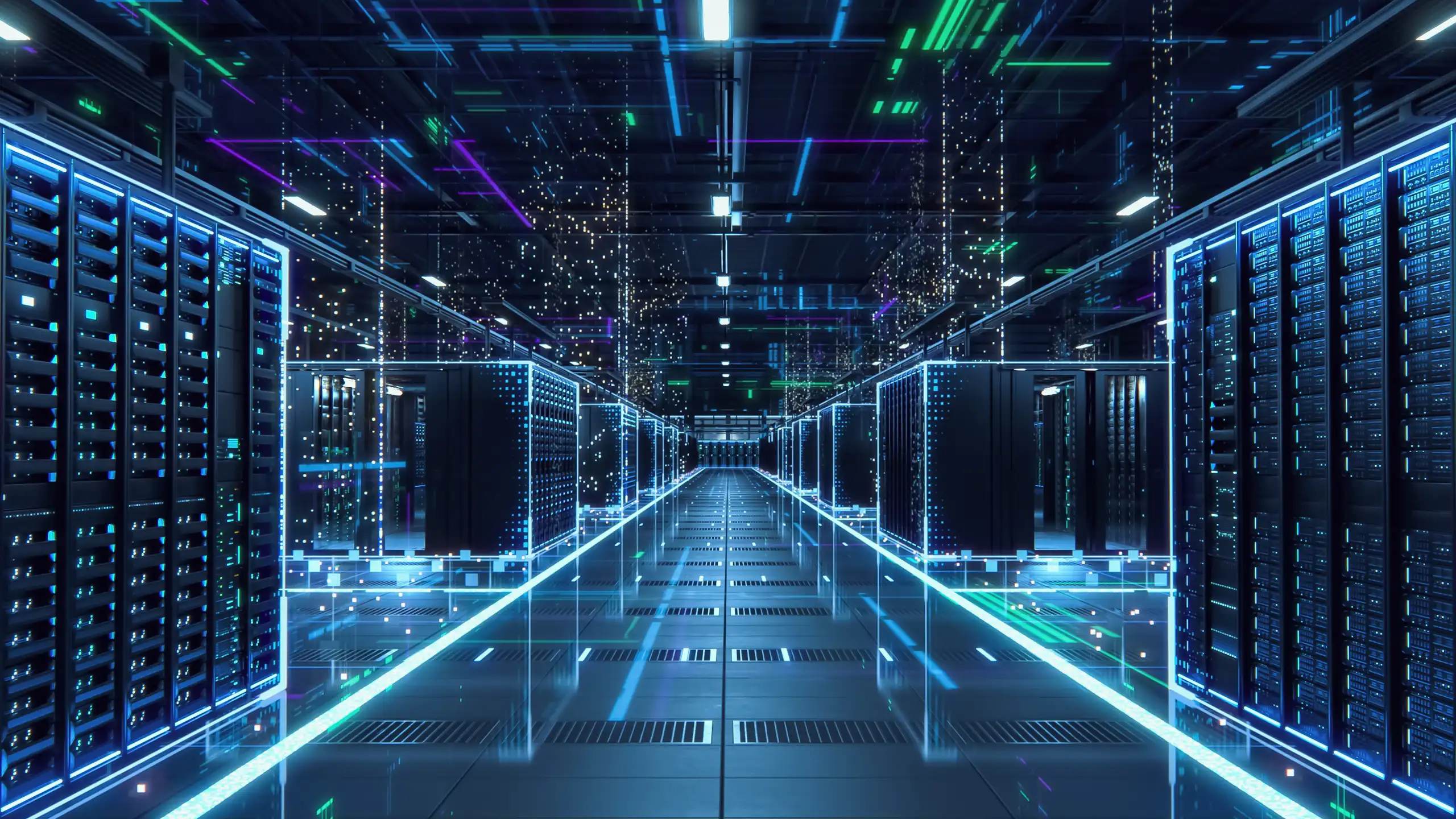 Modern Data Technology Center Server Racks .