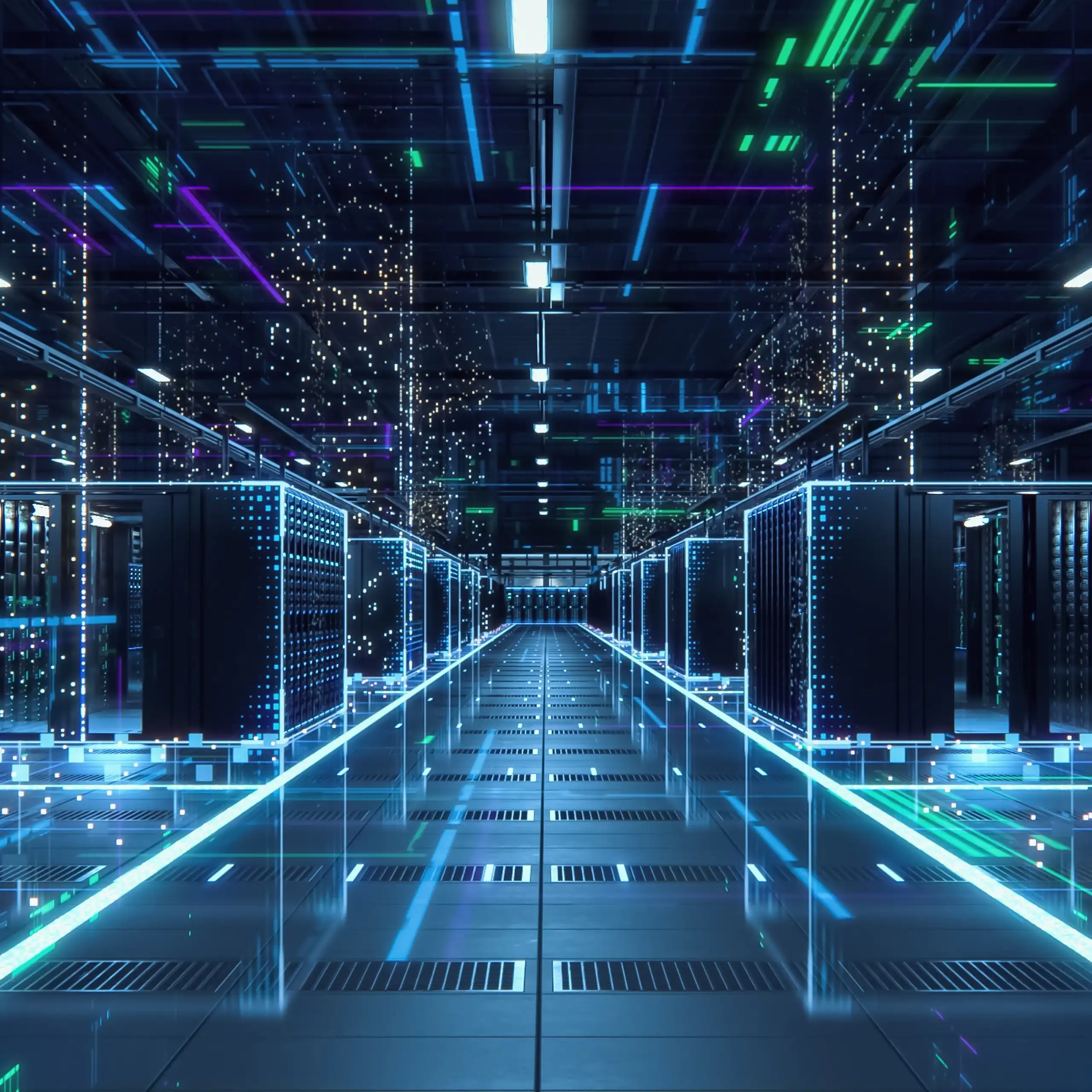 Modern Data Technology Center Server Racks .
