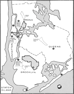 Map of New York City.