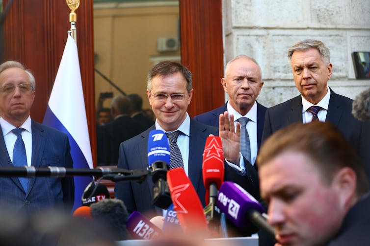 Putin dodges peace talks in Istanbul as Russia pushes for territorial concessions from Ukraine 1 Vladimir Medinsky speaks to the media.