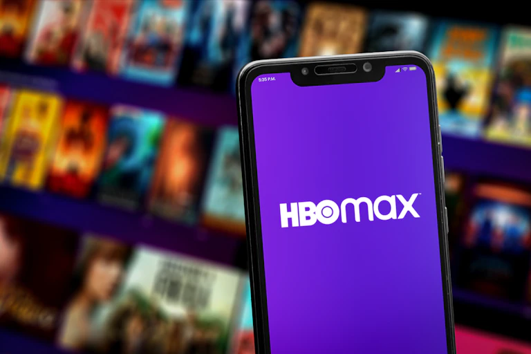 a smartphone displaying the words HBO Max