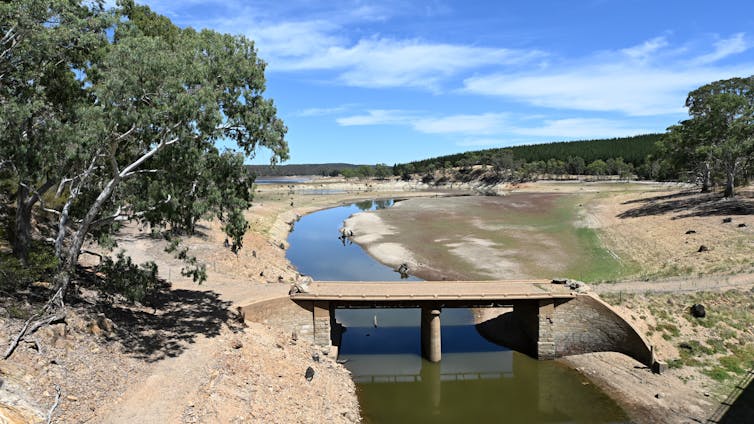 South Australia’s second largest reservoir, the South Para Reservoir, northeast of Adelaide, SA, looking very dry on Thursday, January 21, 2025.