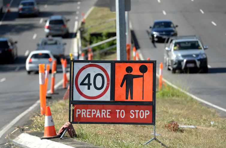 A speed sign with the words 'prepare to stop'.