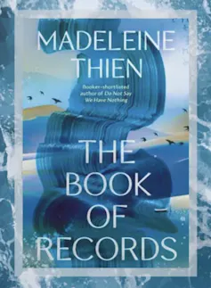 A blue book cover of a novel called The Book of Records.
