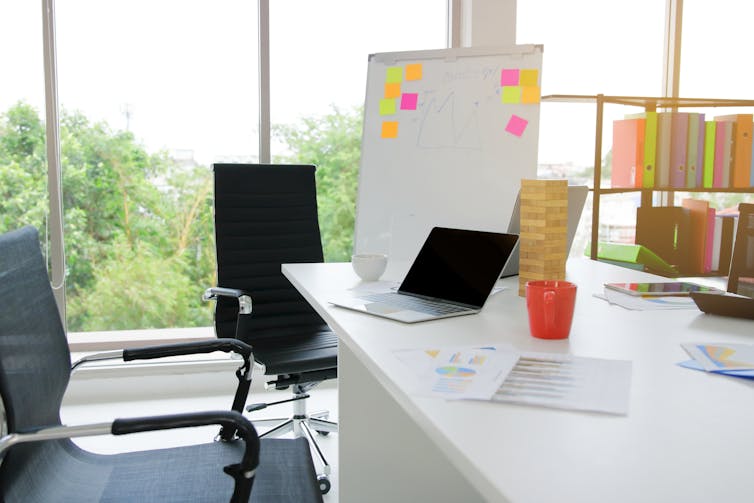 Empty desk in an office