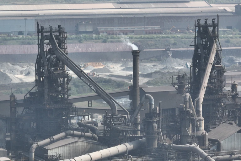 Aerial view of a blast furnace.