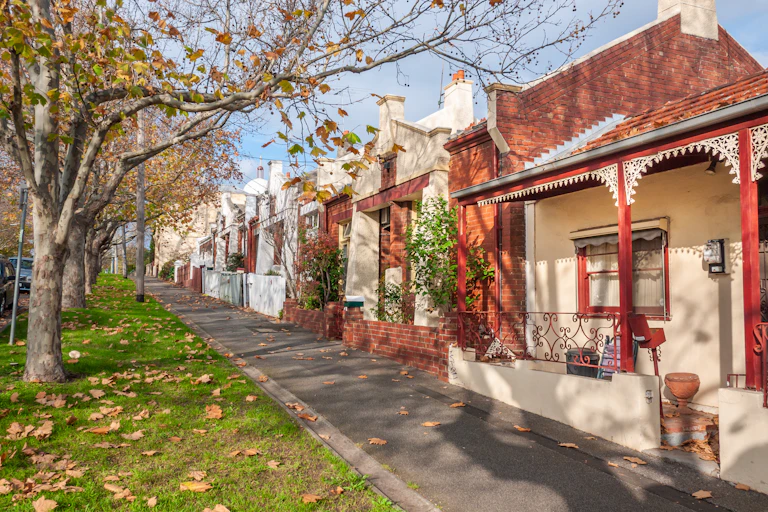 row of houses and pedestrian footpath