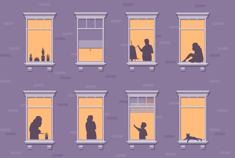 Family members between neighbors: Energy of vulnerable connections 1 Neighbors on the window of the building