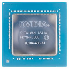 A small rectangle metal chip reading 'nVIDIA'